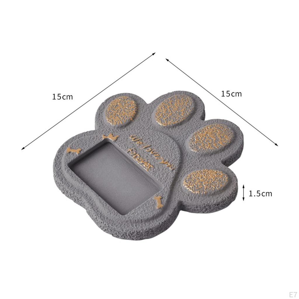 Мемориальный камень с отпечатком лапы для питомцев с фоторамкой 5,9x5,9x0,6 дюйма Подарок соболезнования