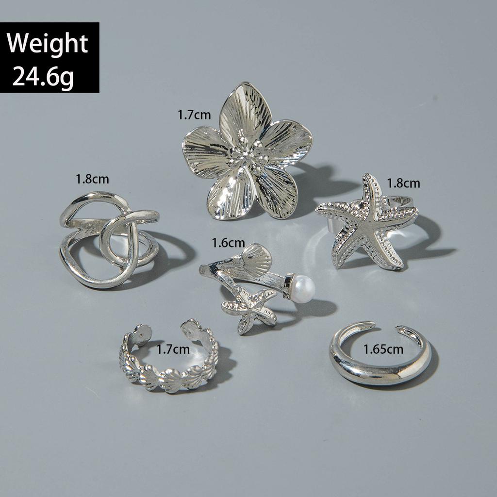 European and American Bohemian Personality Starfish Ring Set Geometric Hollow Sunflower Ring Ring Woman