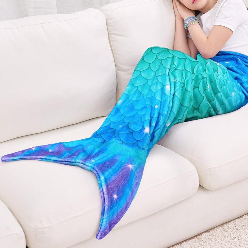 Soft Flannel Mermaid Throw Blanket or Sleeping Bag for Girls Teens - Cozy Four Seasons Warm Gift
