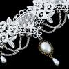 Vintage Punk Tassel Imitation Pearl White Choker Women Jewelry Bridal Lace Necklace