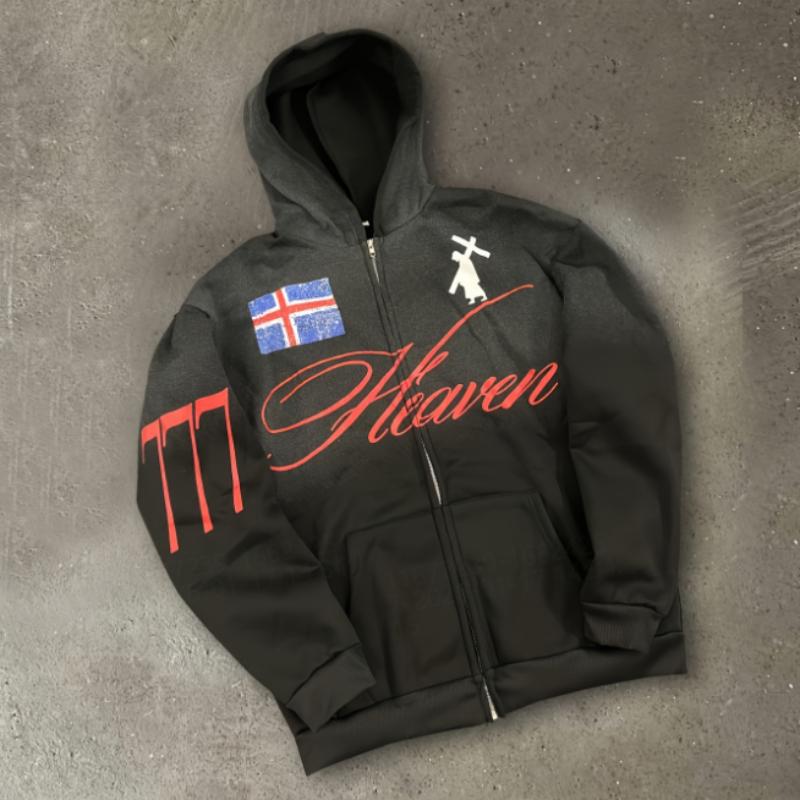 Европейский и американский уличный тренд Y2K персонализированная принтованная толстовка с длинным рукавом на молнии