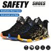 Steel Toe Shoes For Man Indestructible Men'S Safety Boots Anti-Smash Anti-Puncture Mid Cut Work Shoes Non Slip Mining Boots