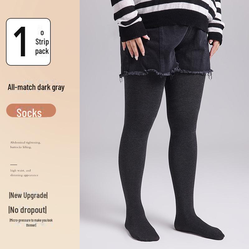 Большие черные бархатные утолщенные леггинсы с высокой талией - утягивающие колготки без паха для зимы