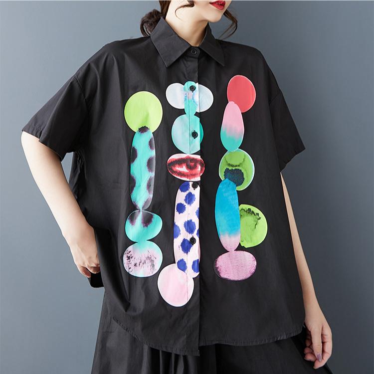 DIMANAF Plus Size Новая летняя стильная блузка белого цвета с коротким рукавом и принтом Повседневная рубашка Женская свободная рубашка с принтом
