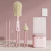 Travel Baby Bottle Brush Set with Silicone Nipple Brush, Draining Rack, Straw & Crevice Brushes
