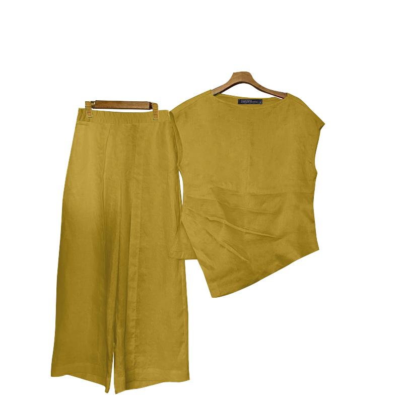 ZANZEA Женские топы и брюки-майки, повседневные комплекты из двух предметов