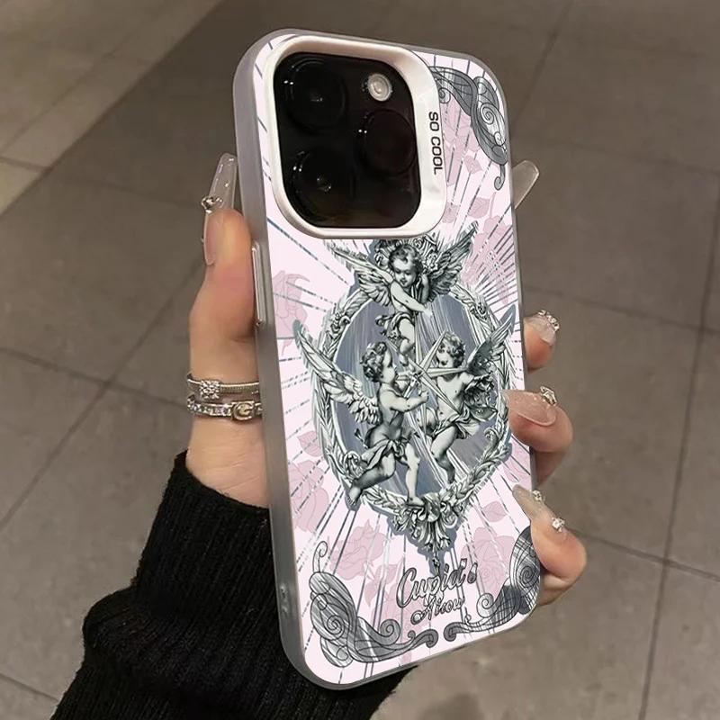 Ретро Европейский Купидон Русалка Чехол для телефона Для 14 Чехлов Mi 13 12 11 Lite 13T 12T Poco M6 X6 X5 F5 Pro Лазерный Противоударный Чехол