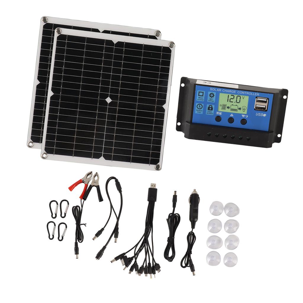 Solar Panel Kit 50W Solar Panel 60A Solar Charge Controller Set with 2 USB Output for RV Camping