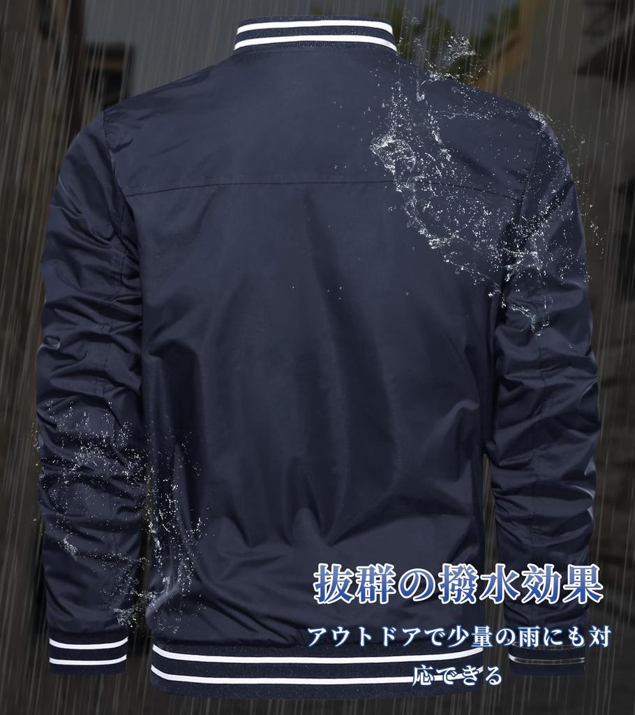 KEFITEVD Men’s Harrington Swing Top Jacket, Windproof Water-Repellent Casual Golf Bomber Outerwear, Business Coat, Solid Navy 2XL