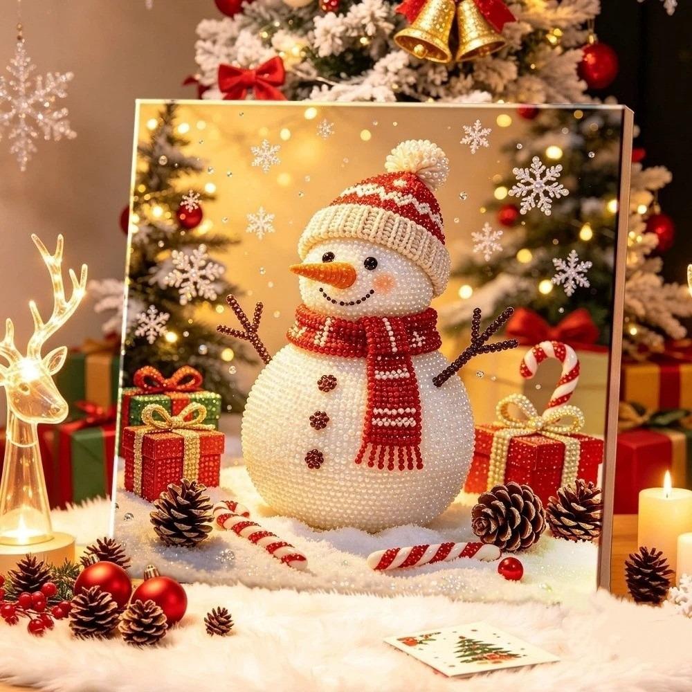 With Frame DIY Pearl Bead Art Set Handmade Christmas Decor Santa Crystal Painting Set Christmas