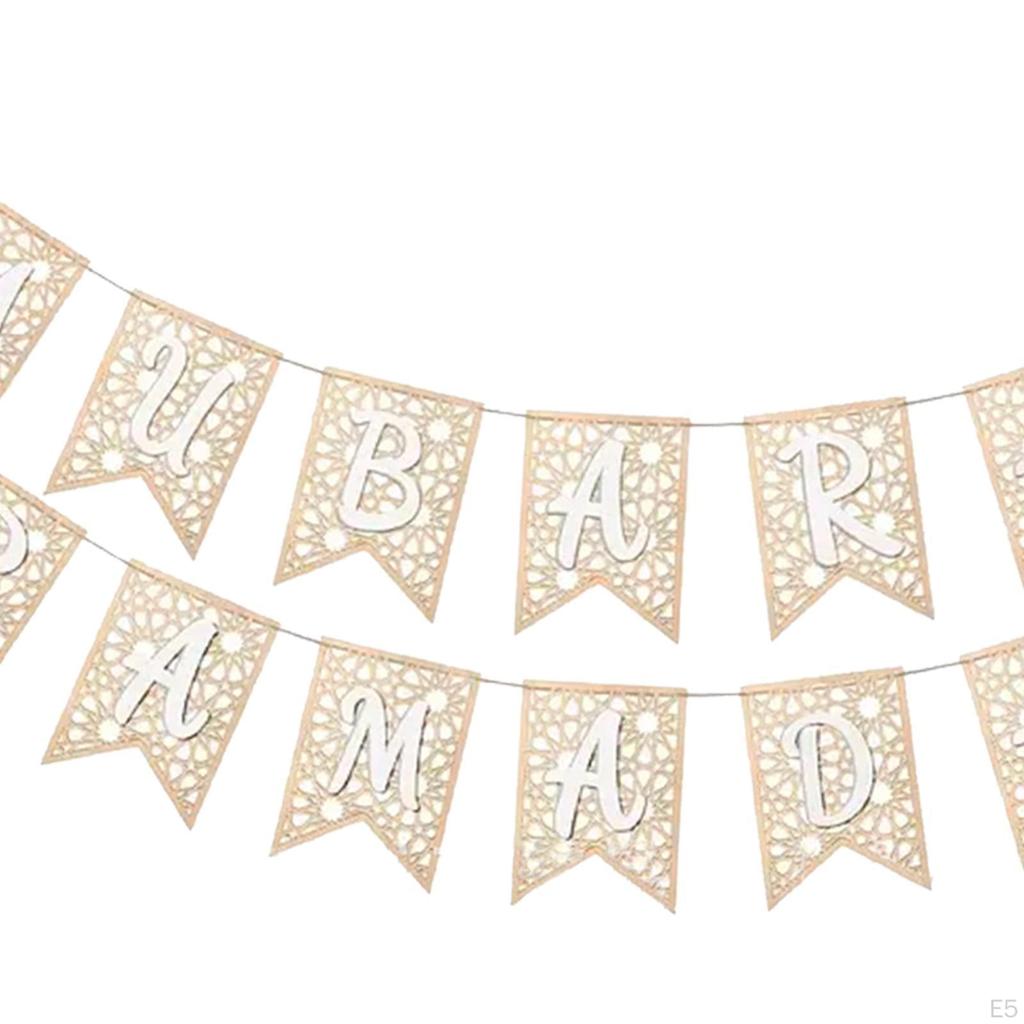 Eid Mubarak Banner Pull Flag for Ramadan Celebration Decor Muslim Party Supplies