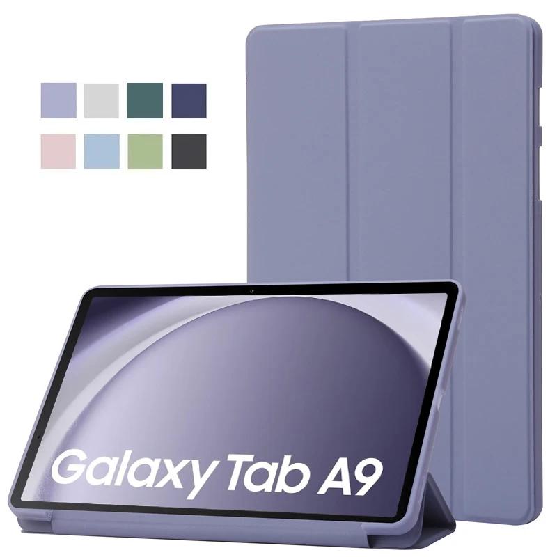 Чехол для Samsung Tab A9 8,7" Тройной из ПУ кожи Мягкая задняя крышка Подставка Чехол для планшета для Galaxy Tab A11 8.7 A9 8.7 дюйма SM X110 X130