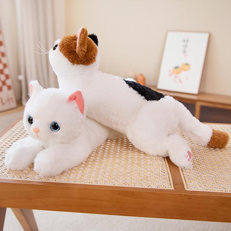 45 см милый кот, плюшевая игрушка, прекрасный чучело, высокое качество, имитация кота, плюшевые игрушки, белый, серый кот, кукла, подарки на день рождения, для девочек