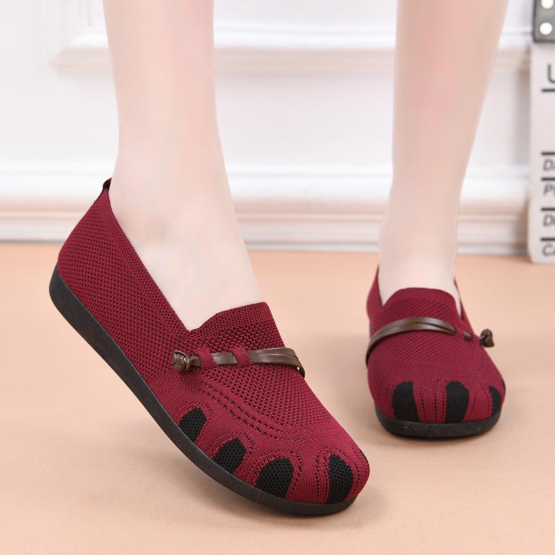 Comfortable Walking Shoes for Elderly Women Soft Sole Slip-on Flats Anti-fatigue Casual Loafers