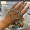 New Geometry Hand Bracelet for Women Adjustable Three-Finger Open Ring Jewelry 5A Cubic Zirconia Palm Cuff Bride Party