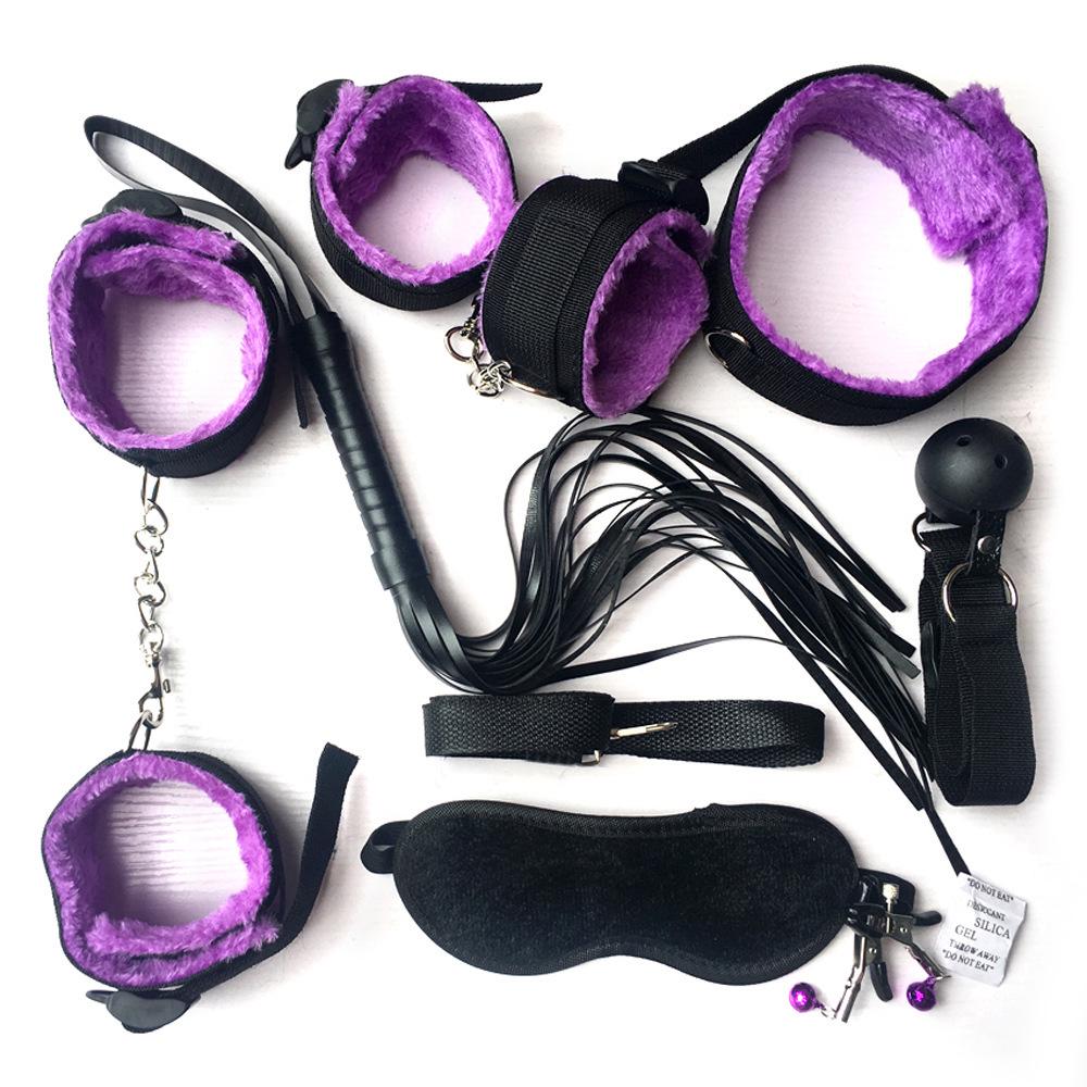SM Adult 7-Piece Bondage Set: Nylon Webbing & Plush Restraints
