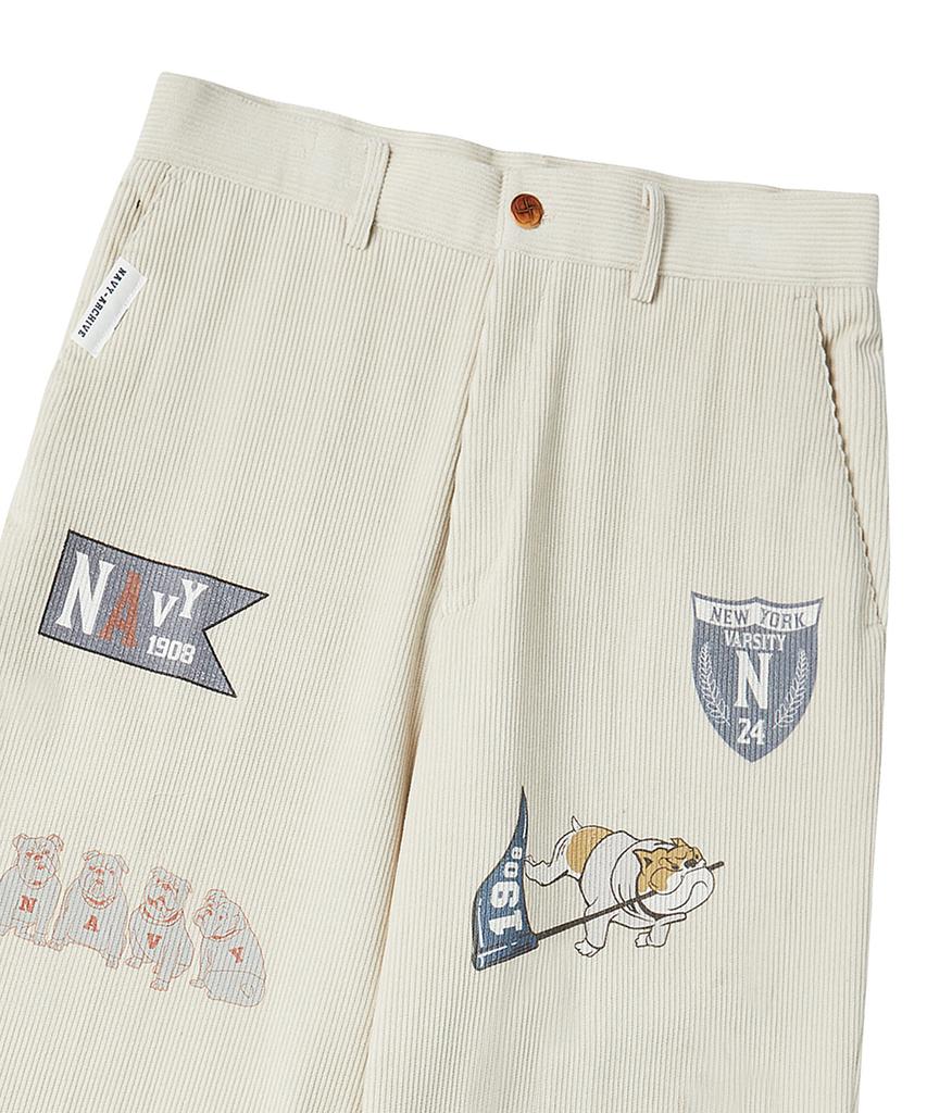 BEYOND CLOSET [Collection Line] Archive Patch Print Corduroy Pants Ivory