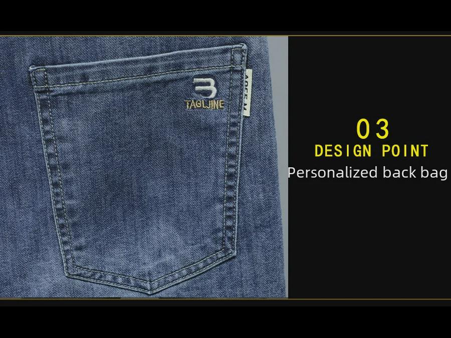 Мужские джинсы Slim Fit Stretch с вышивкой 2024 года, весна-лето — высококачественные универсальные прямые брюки Small