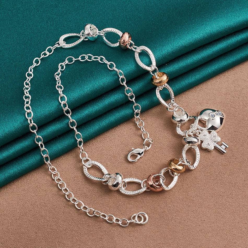 Ожерелье-цепочка из стерлингового серебра 925 пробы с сердечком, 20-дюймовое ожерелье, модные ювелирные изделия