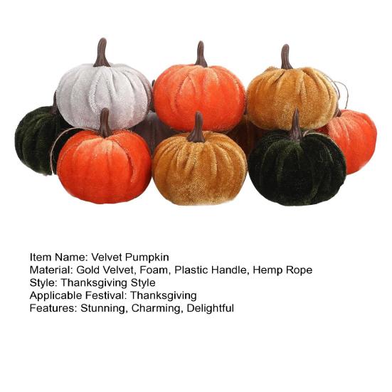 12 Pcs Artificial Velvet Pumpkins Small Foam Faux Flocked Pumpkin Tabletop Centerpiece for Fall Thanksgiving Halloween Harvest Home Table Decor