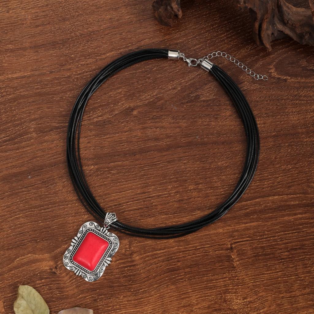 BLINGBAY Женское ожерелье с подвеской в стиле бохо, ретро, этническое, бирюзовое, геометрическое ожерелье с подвеской, подарок на день рождения для девочки