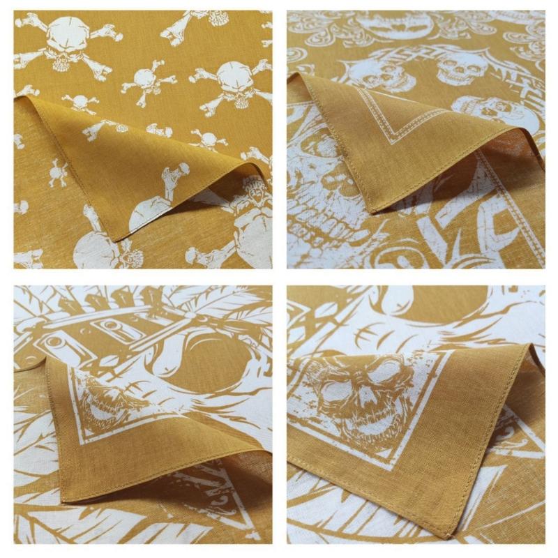 21'' бандана с рисунком черепа для женщин и мужчин, квадратный тюрбан, цветной головной убор