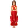 Girls Metallic Patchwork Sleeveless Dress Lyrical Dance Outfit Wide Leg Pants