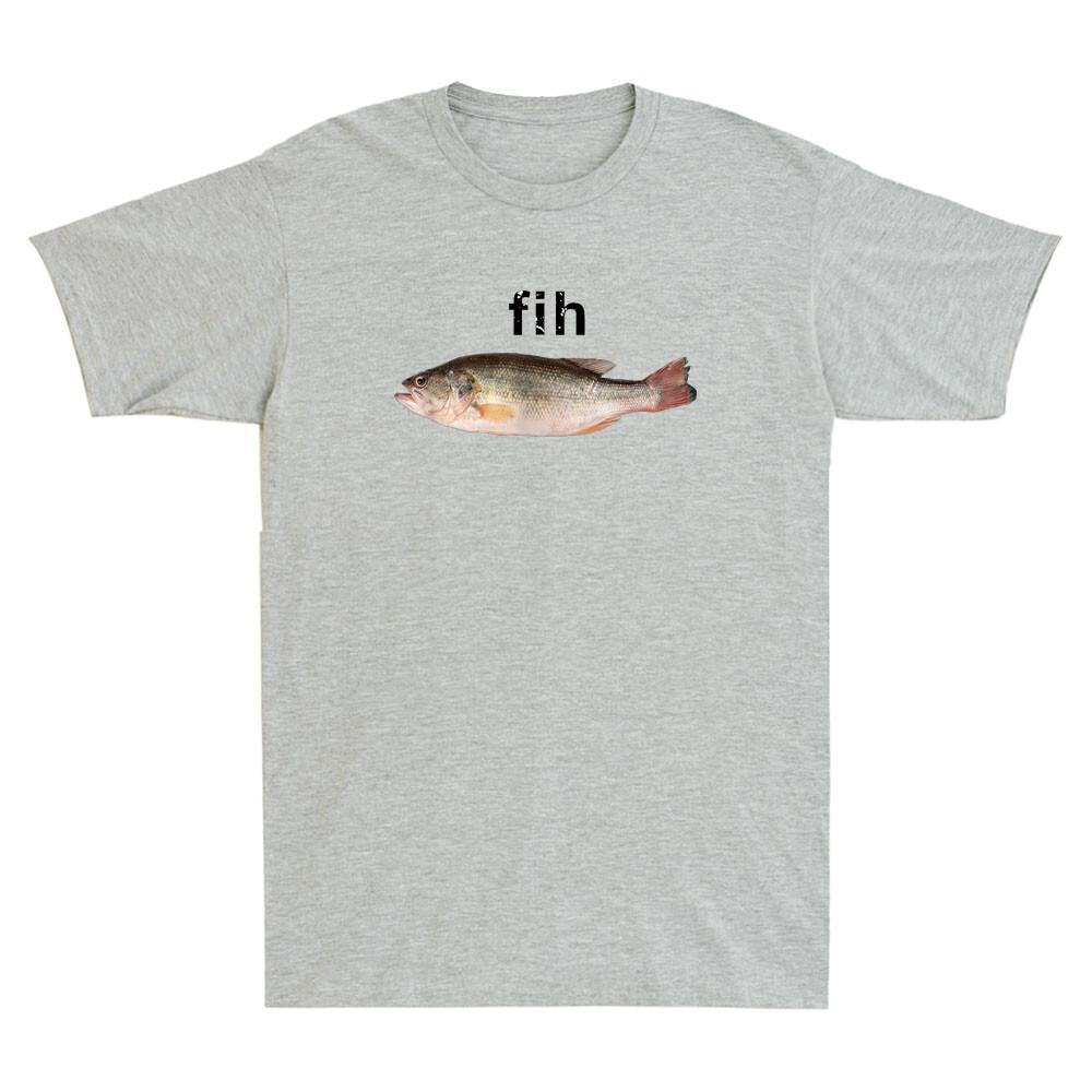 Fih Funny Misspelled Fish Meme Simple Humor Joke Unisexs Short Sleeve Tshirt