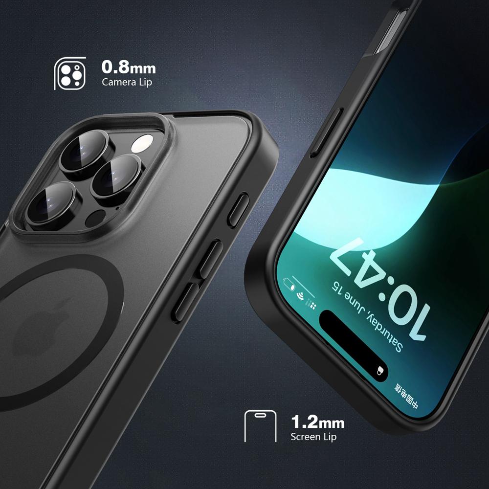 KEYSION Matte Case for MagSafe for iPhone 16 Pro Max Silicone+PC Translucent Shockproof Phone Back Cover for iPhone 15 Pro Max