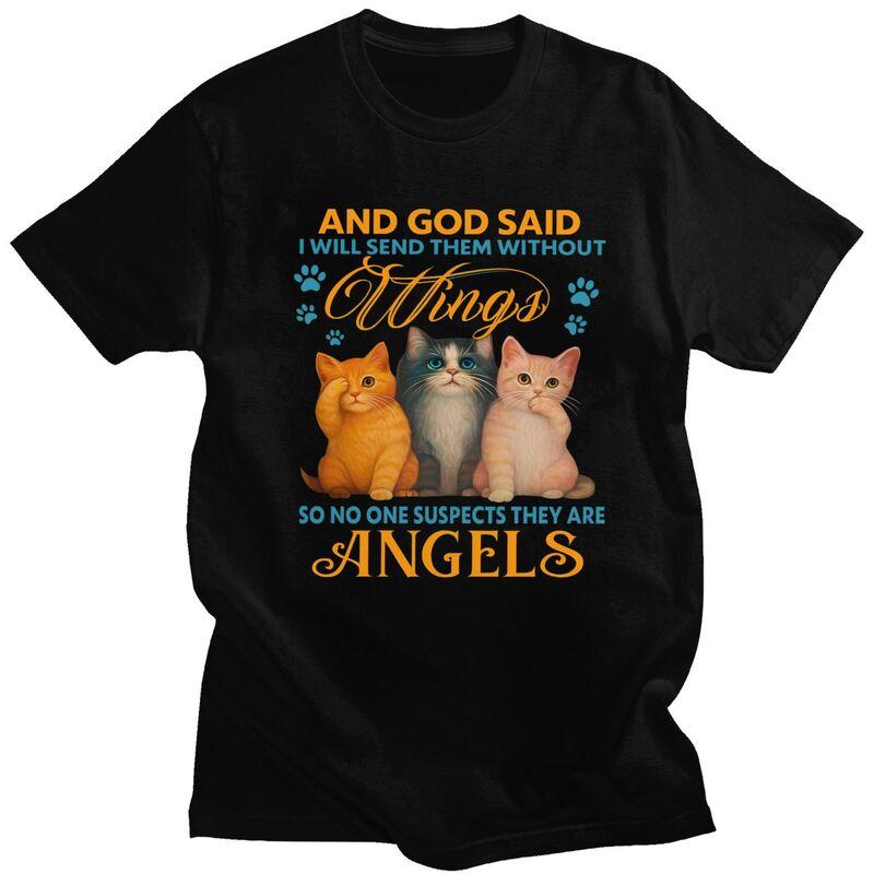 Custom Funny Cat Are Angels Quotes T Shirts Unisex ShortSleeve Fathers Day Tshirt Streetwear Tee 100 Cotton Slim Fit Tshirts