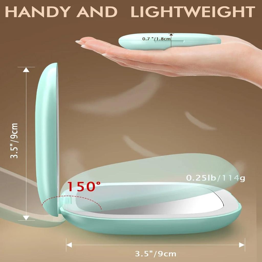 LED Light Mirror Travel Makeup with 5X Magnifying Dimmable Portable Pocket Mirrors