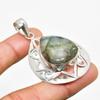 Labradorite Gemstone Handmade 925 Silver Plated Jewelry Pendant 2.08"