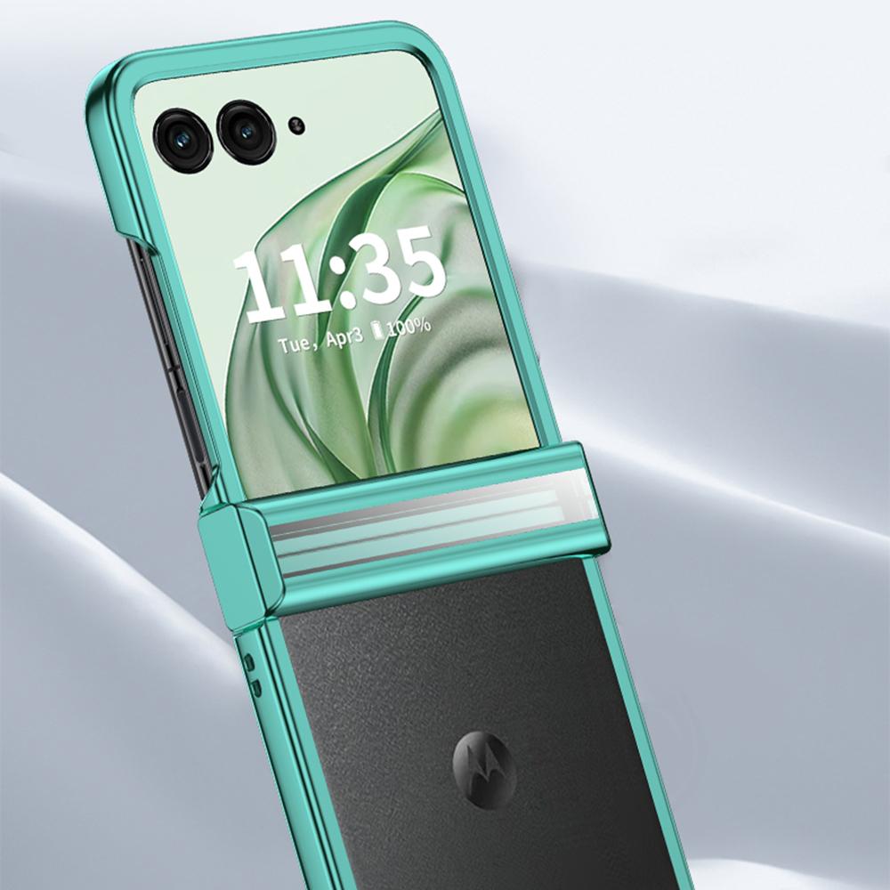 Для Motorola Razr 50 Ultra 5G Прозрачный чехол Конструкция шарнира Гальваническое покрытие ПК Чехол для телефона