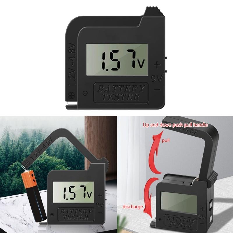 Цифровой тестер батареи Устройство проверки батареи Небольшое устройство проверки напряжения для батареи 9 В/1,5 В