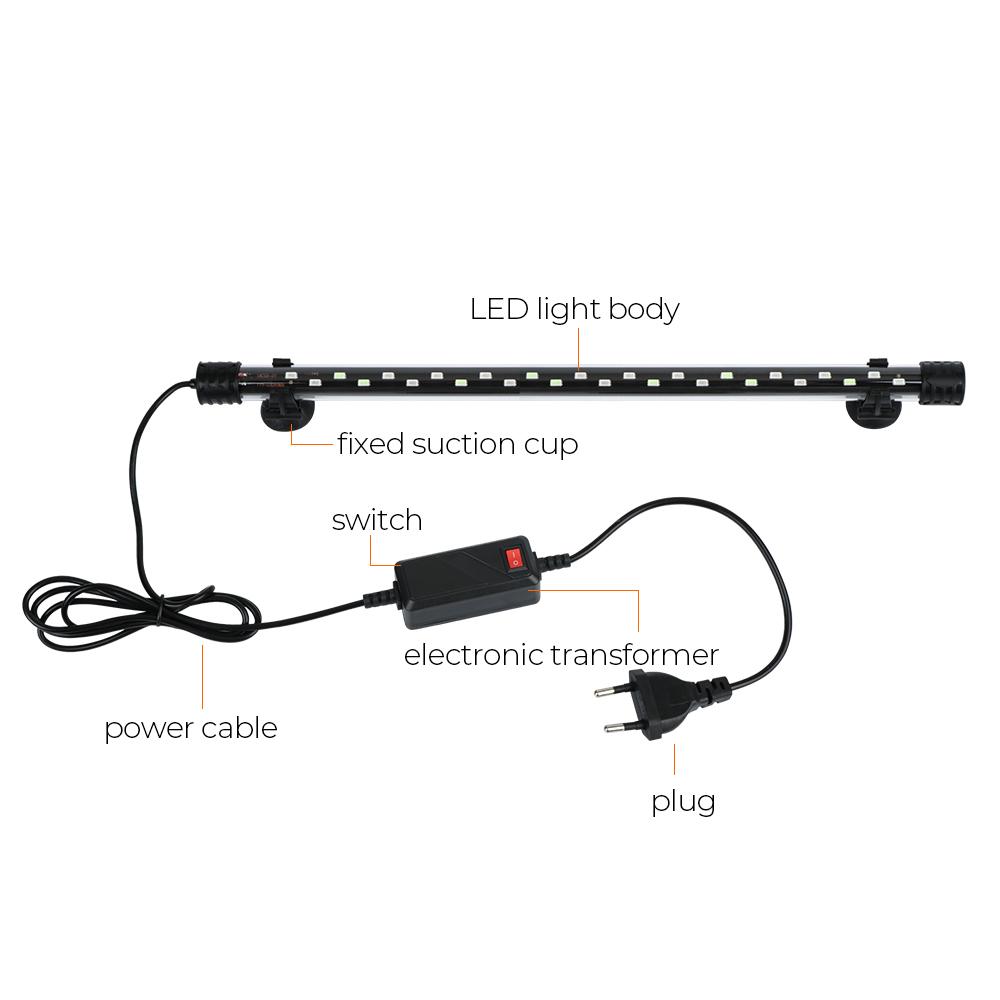 Водные воздушные пузырьковые светильники с европейской вилкой для аквариума, погружная лампа 28/38/48 см, RGB-светильник для аквариума, подводный светильник переменного тока 90~260 В