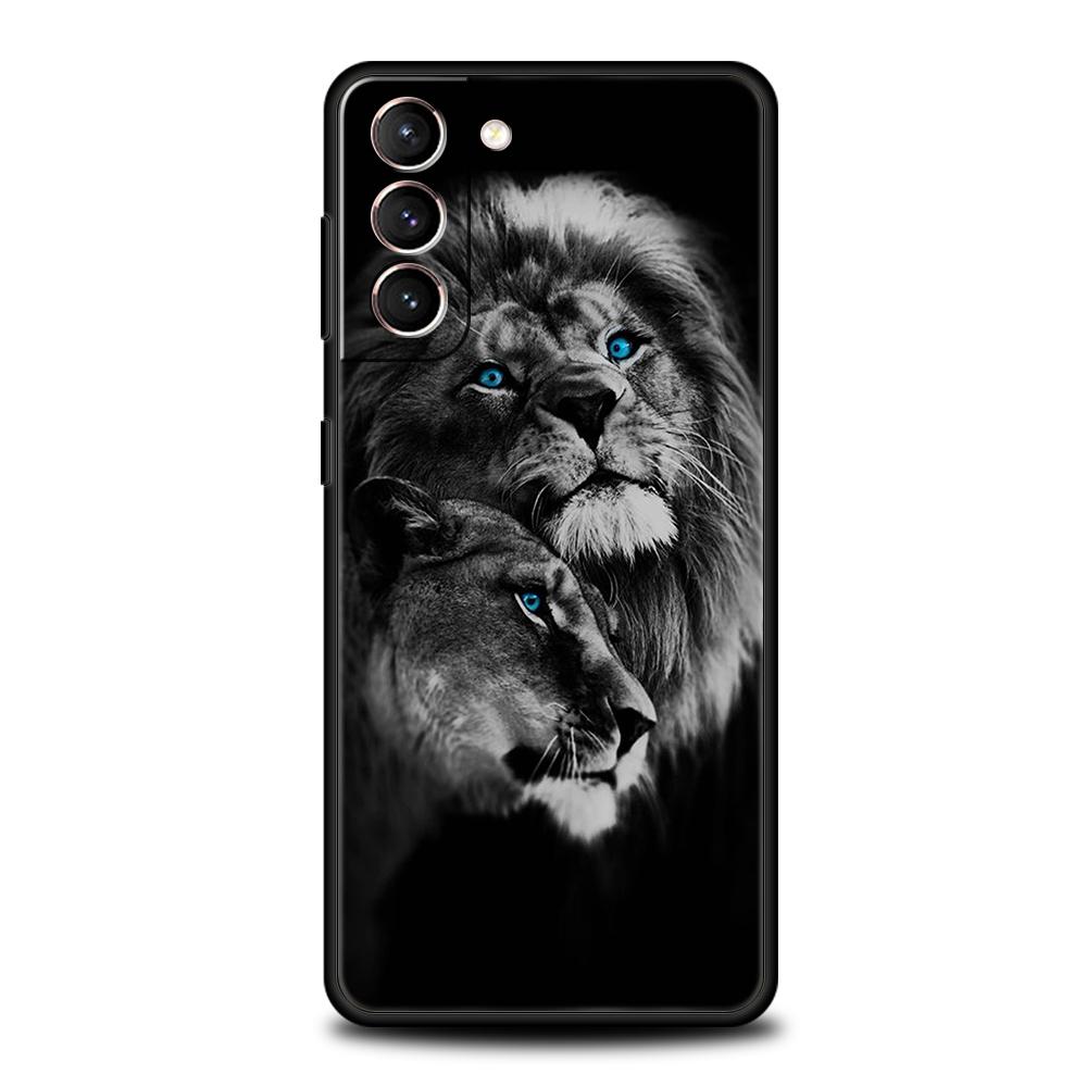 Чехол для телефона Samsung Galaxy S24 S23 S22 S20 S21 FE Ultra S24 S23 S10 S10E S9 S8 Plus 5G, силиконовый чехол-сумка, дизайн "Лев, альфа-самец, детеныш"