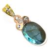 Natural Labradorite TwoTone 925 Solid Sterling Silver Jewelry Pendant 1.75" R5p56