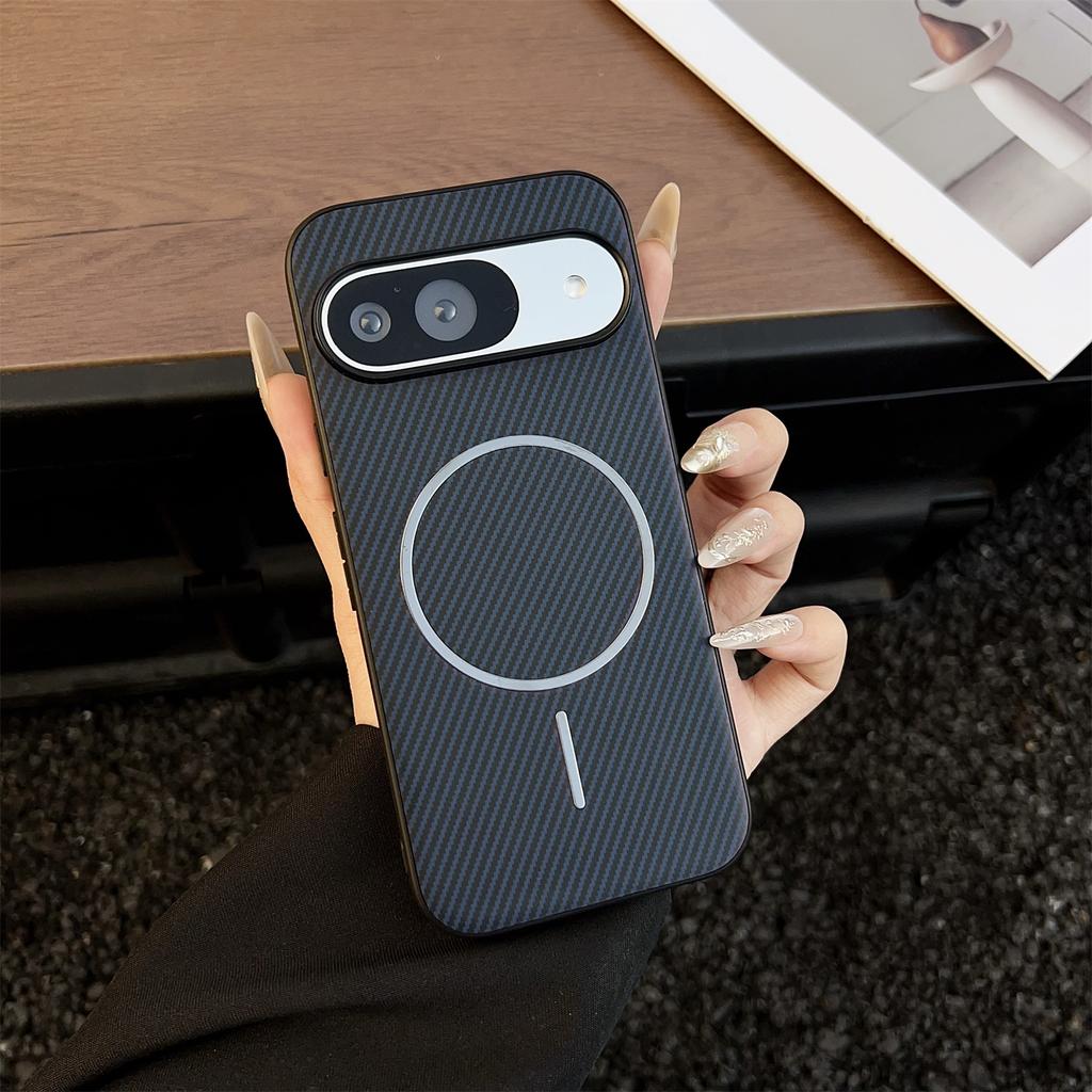 For Google Pixel 10 Pro/Pixel 10 Case Compatible with MagSafe Carbon Fiber Texture Leather Back Phone Cover