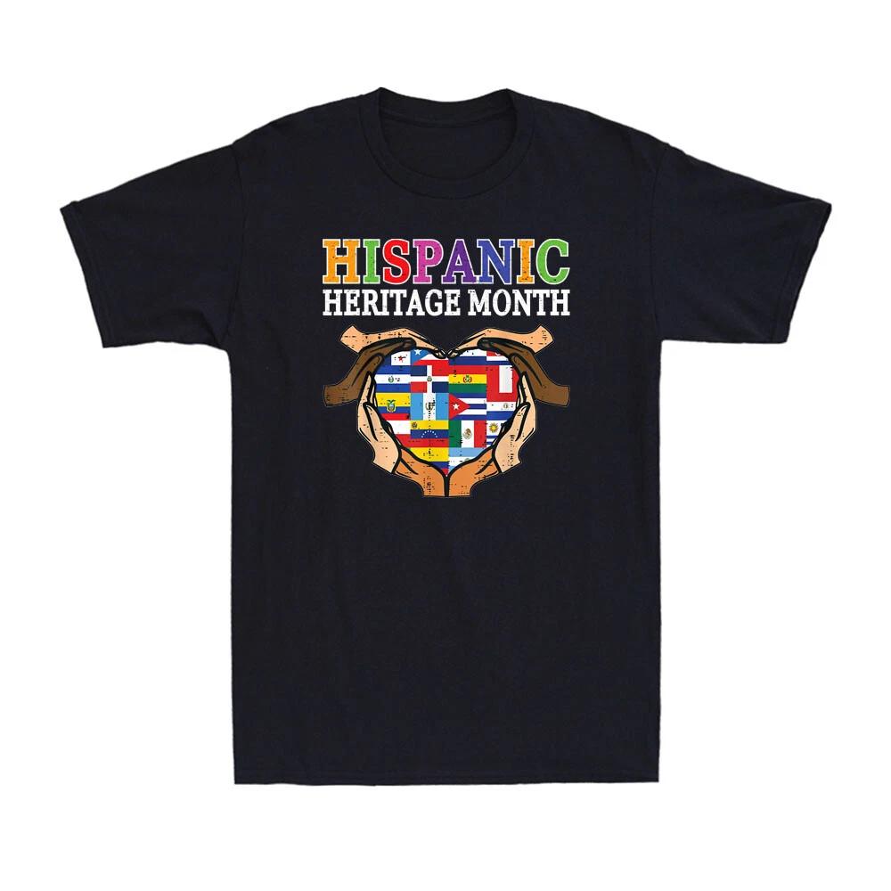Hispanic Heritage Month Hands Heart Flags Novelty Gift Men's T-Shirt