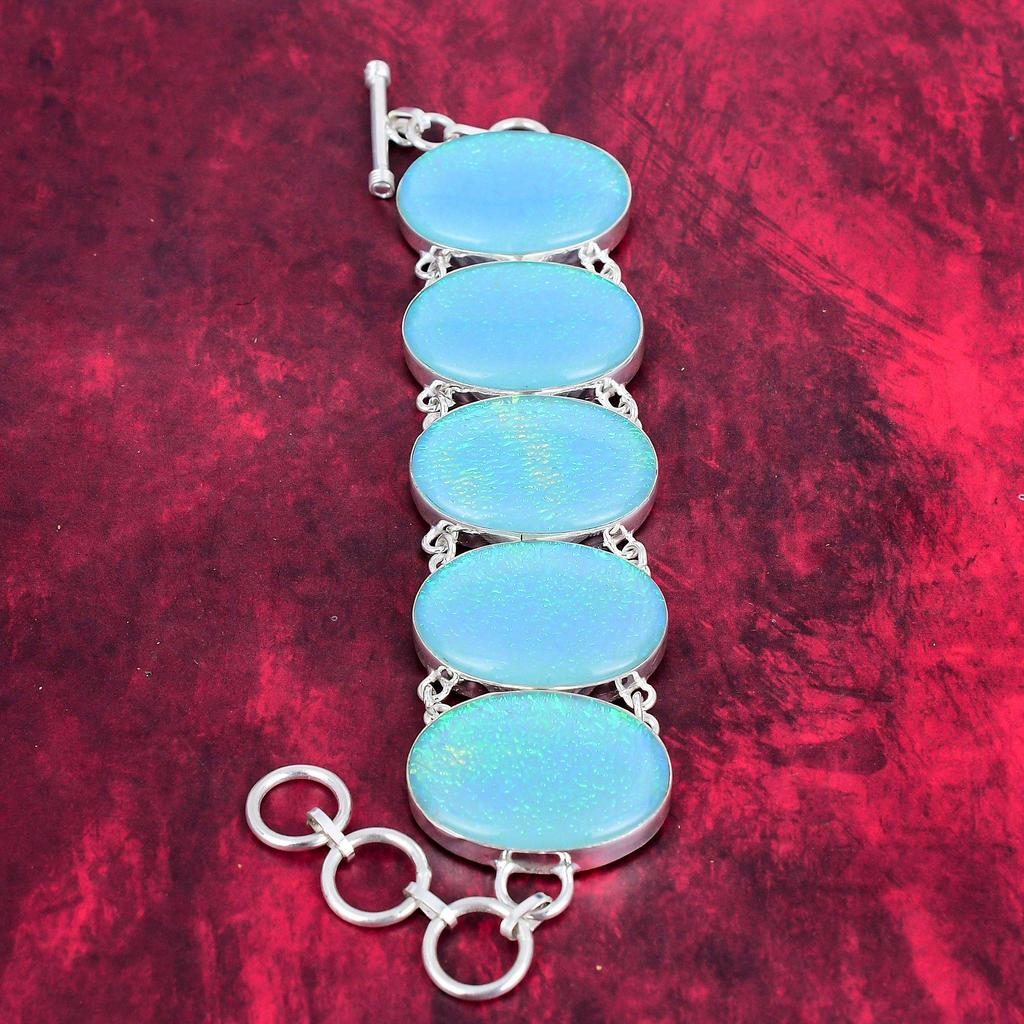 Ювелирные изделия из синего австралийского опала, комплект ювелирных изделий из чистого серебра 925 пробы ручной работы, красивые украшения из опала, изысканный браслет и ожерелье из драгоценных камней