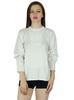 Women White Custom Rayon Short Top Long Sleeve Soft Comfy Blouse