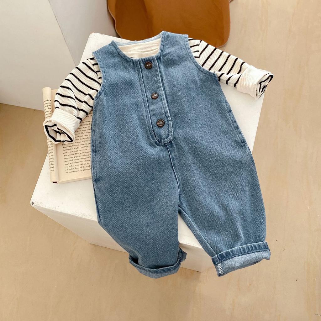 Длинный джинсовый комбинезон в полоску для женщин Spring Baby Treasure
