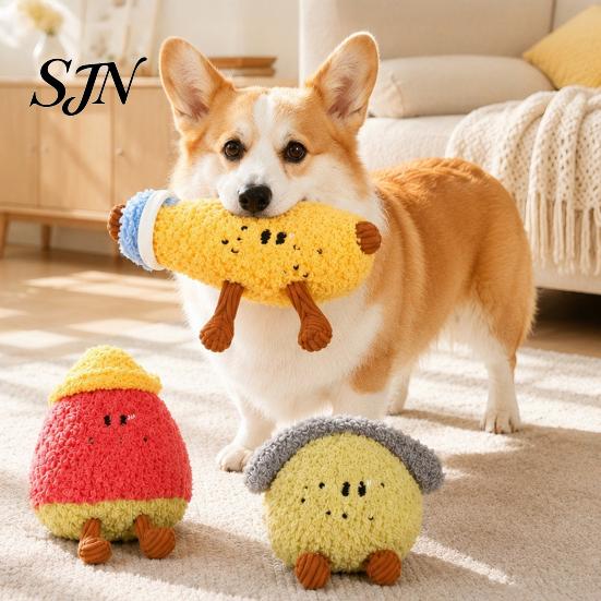 Plush Toys for Pets to Bite Fruit Dog Toy with Bell, Squeaky Interactive Chew Toy, Durable Cats Soft Stuffed Small Medium Dogs Biting