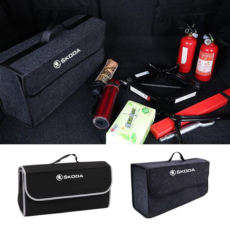 Car Trunk Storage Bag Box Auto Accessories Car Trunk Organizer Box For Skoda A7 Fabia Superb Yeti Octavia Rapid Kodiaq Kamiq ZS6