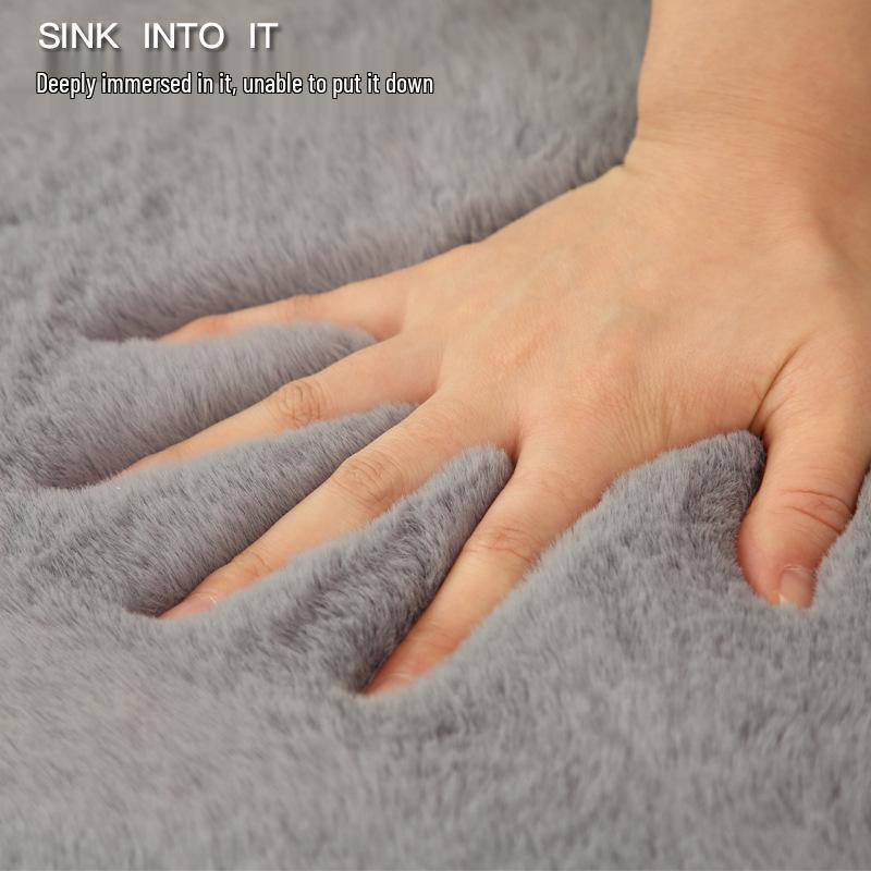 Плюшевый ковер из искусственного кроличьего меха для гостиной, спальни или эркерного окна – машинная стирка, толстый и с полным покрытием.