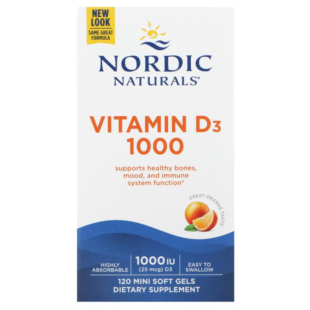 Nordic Naturals, Витамин D3, Апельсин, 1000 МЕ, 120 мягких капсул