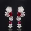Elegant Stud Earrings Luxury Antique Ruby Emerald Rose Earrings Zircon Earrings Women