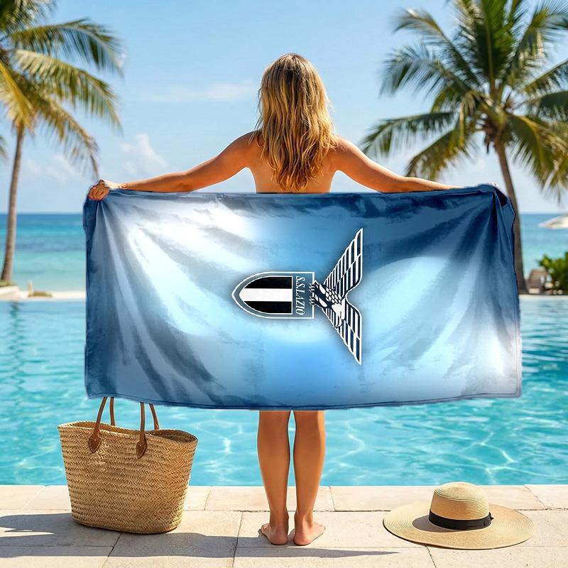 Lazio FC print Quick Dry Beach Towel Microfiber Absorbent Portable Travel Swimming Towel