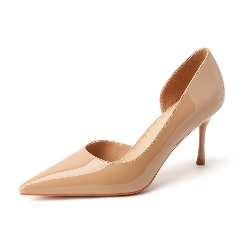 9 лакированных туфель на высоком каблуке для женщин, весенние новые однотонные туфли на шпильке с острым носком для женщин