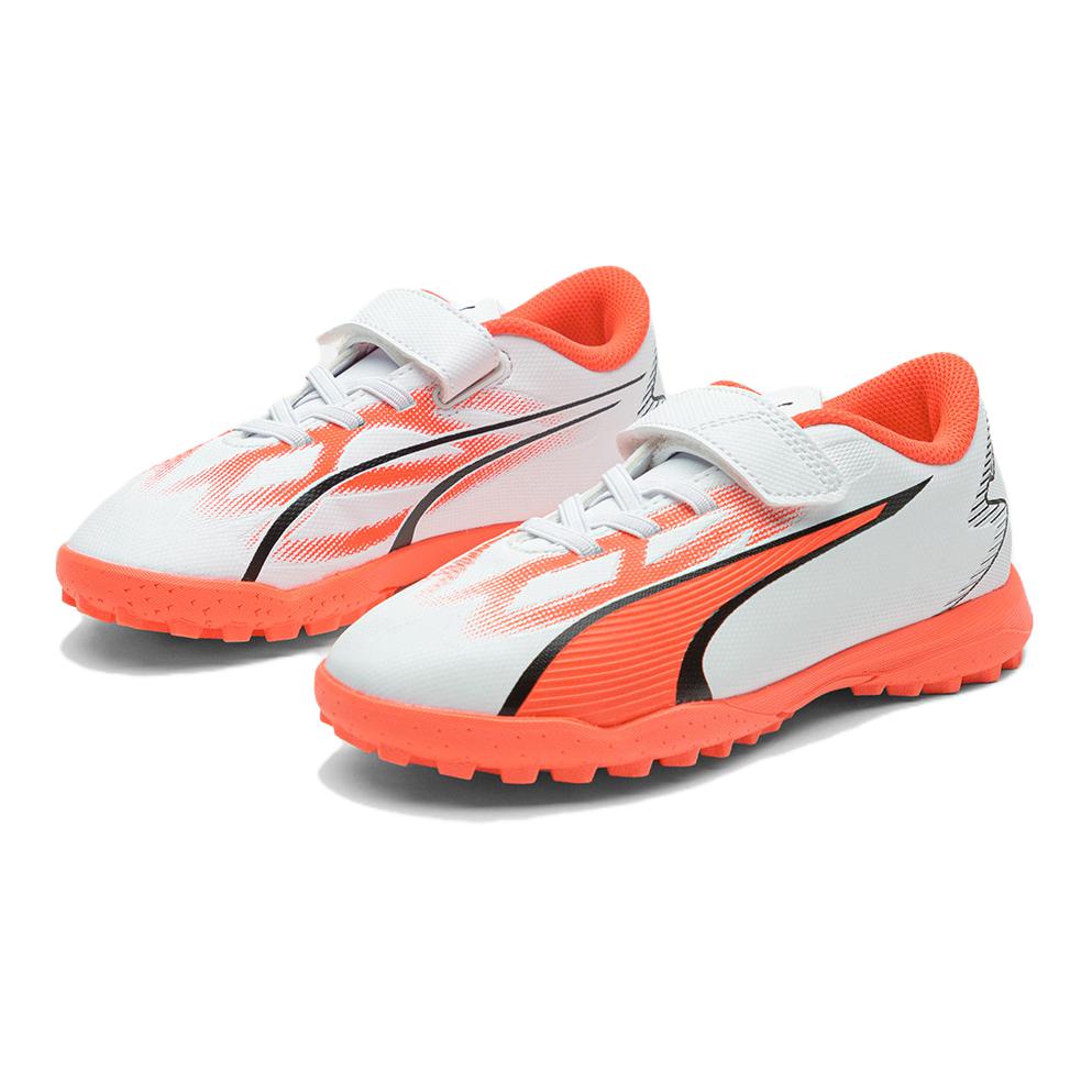 Puma Ultra Play 5 Sports Comfort Low Top Kids Football Shoes Kids Football Shoes White Orange 107537-01